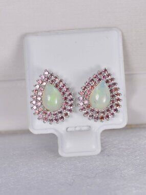 Pear Cut Natural Ethopian Double Halo Pear Earrings 925 Sterling Silver